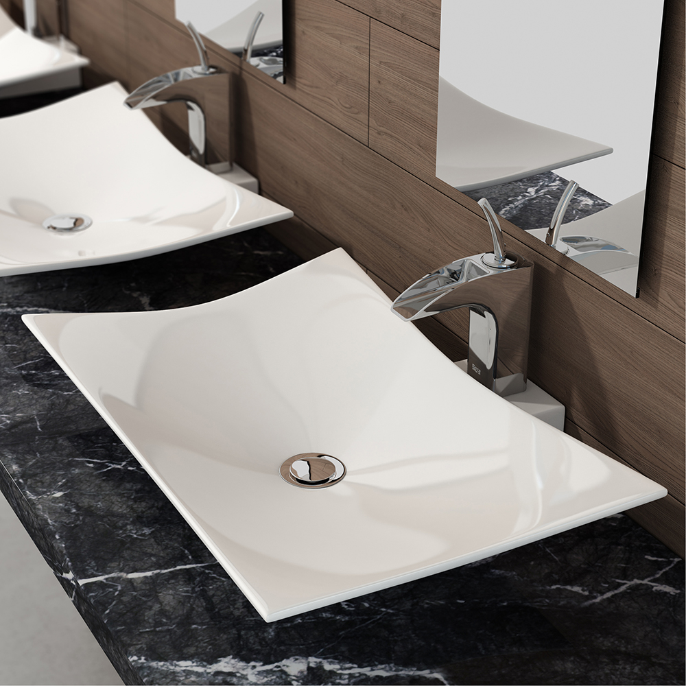 LAVABO SOBRE ENCIMERA MOD EUROPA BLANCO BRILLO 57x42x11