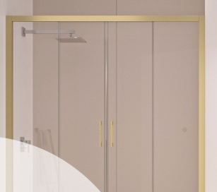 MAMPARA MOD BOGOTA ( 2 FIJOS + 2 CORREDERAS) CRISTAL INCOLORO PERFIL ORO